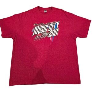 Music City 200 Racing T-Shirt Nashville Fairgrounds Speedway Red Men's 2XL